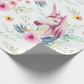 Floral Unicorn Pattern Cadeaupapier (Hoek)