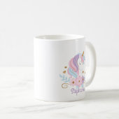 Floral Unicorn Personalized Name Cute Koffiemok (Voorkant rechts)