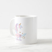 Floral Unicorn Personalized Name Cute Koffiemok (Voorkant links)