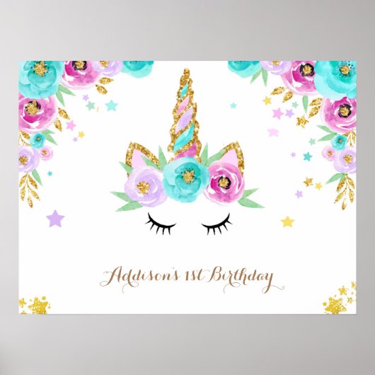 Floral unicorn poster (Voorkant)