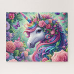 Floral Unicorn Rose Garden Legpuzzel<br><div class="desc">Floral Unicorn Rose Garden
Art/illustration
colorful
customizable</div>