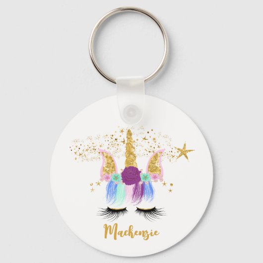  Floral Unicorn Sleutelhanger (Achterkant)