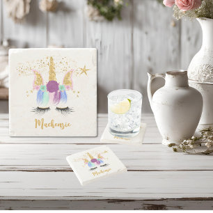 Floral Unicorn Stenen Onderzetter