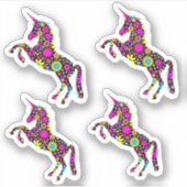Floral Unicorn Sticker (Voorkant)