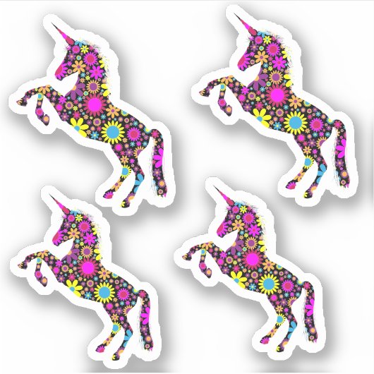 Floral Unicorn Sticker (Voorkant)