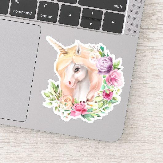 Floral Unicorn Sticker (Detail)