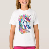 Floral Unicorn T-shirt Design Kind (Voorkant)
