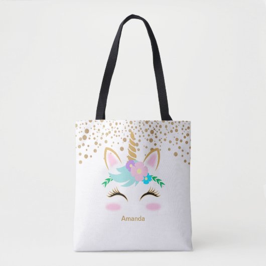  Floral Unicorn Tote Bag (Voorkant)