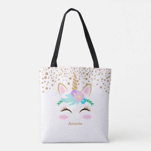 Floral Unicorn Tote Bag (Achterkant)