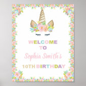 Floral Unicorn Welcome Signs Poster (Voorkant)