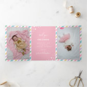 Floral Unicorn Welkom Baby Drieluik Aankondiging (Binnen)