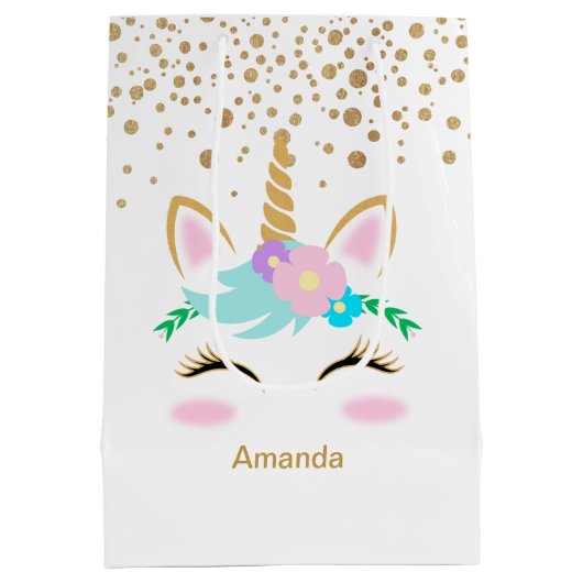  Floral Unicorns Medium Cadeauzakje (Achterkant)