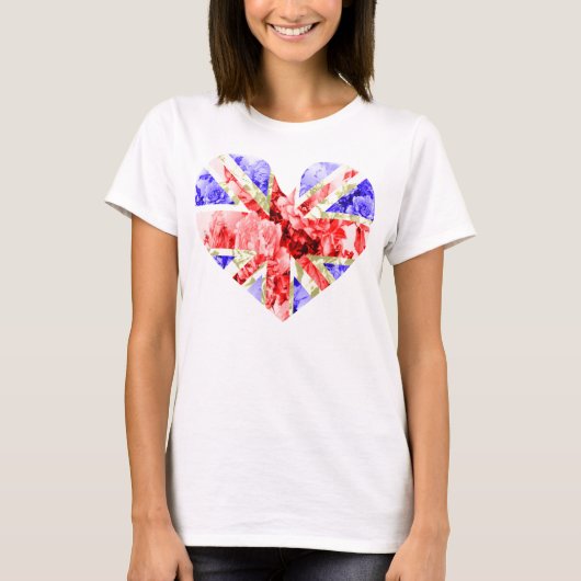 floral union jack, coole unionjack, trendy union j t-shirt (Voorkant)