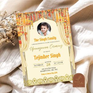 Floral Upanayanam Indian Boy Janoi Ceremonie Kaart