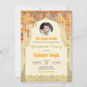 Floral Upanayanam Indian Boy Janoi Ceremonie Kaart (Voorkant)
