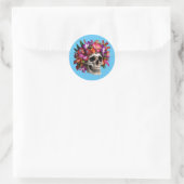 Floral Updo Skull Ronde Sticker (Tas)