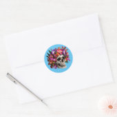 Floral Updo Skull Ronde Sticker (Envelop)