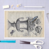 Floral Urn w/ Bird & Butterfly on Dictionary Page Tissuepapier (Craft)