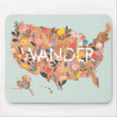 Floral USA Map - Wild Garden Muismat (Voorkant)