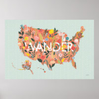 Floral USA Map - Wild Garden