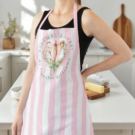 Floral Utensils Cooking Bakery Name Apron Schort