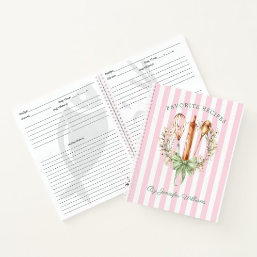 Floral Utensils Cooking Bakery Recipe Notebook Notitieboek (Binnen)