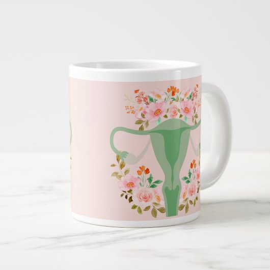 Floral Uterus mok- (Sage) Grote Koffiekop (Voorkant rechts)