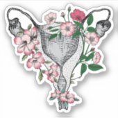 Floral uterus vinyl Sticker (Voorkant)