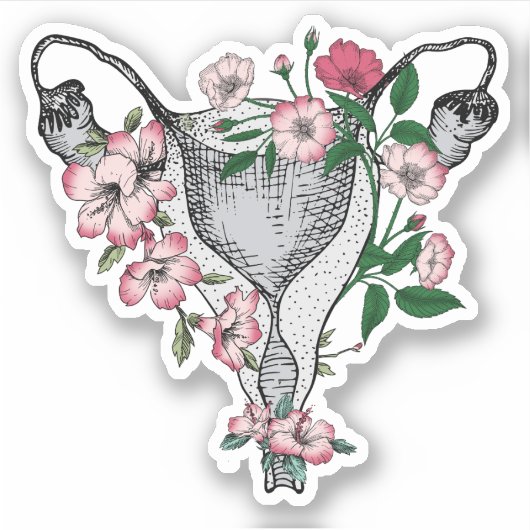 Floral uterus vinyl Sticker (Voorkant)