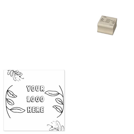Floral uw Logo hier Rubberstempel (Gestempeld)