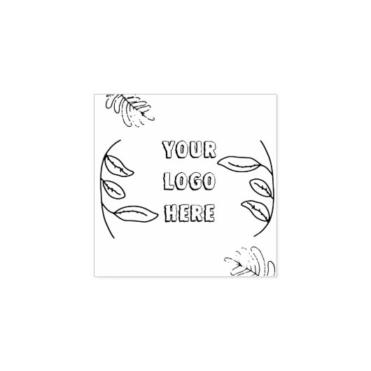 Floral uw Logo hier Rubberstempel (Afrduk)