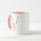 Floral V Initial Mug | Personalized Name & Traits Mok (Voorkant links)