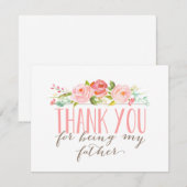 Floral Vader Dank u Bedankkaart (Voorkant / Achterkant)