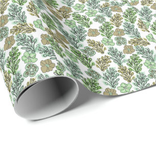 Floral Valencia Green Beige Cadeaupapier