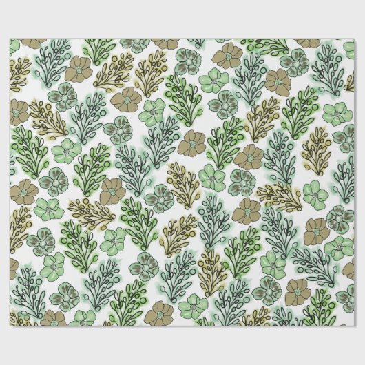 Floral Valencia Green Beige Cadeaupapier (Vlak)
