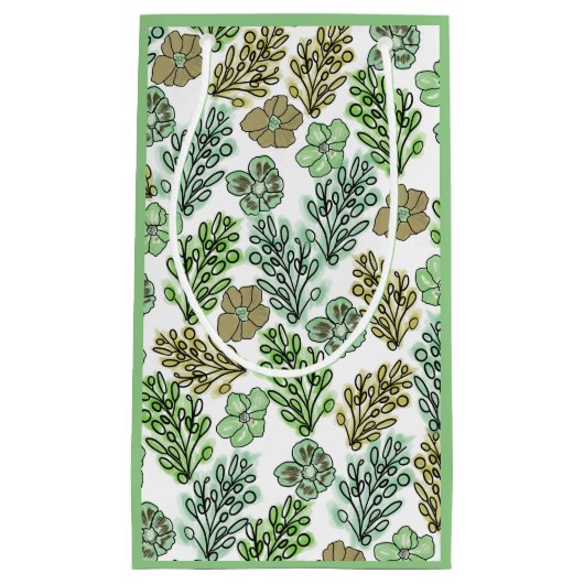 Floral Valencia Green Beige Klein Cadeauzakje (Voorkant)