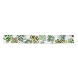 Floral Valencia Green Beige Satijnen Lint