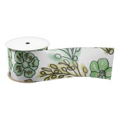 Floral Valencia Green Beige Satijnen Lint (Spoel)