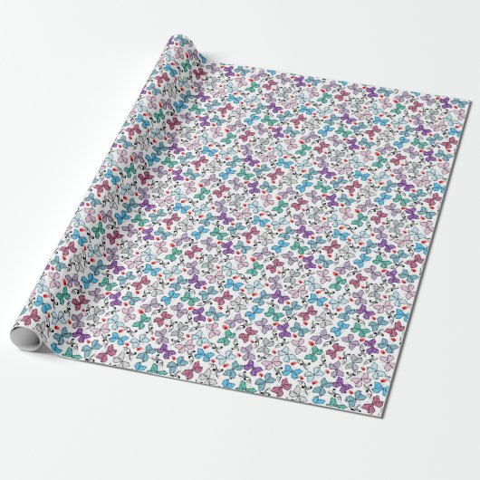 Floral Valentijn Pattern Cadeaupapier (Uitgerold)