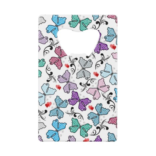 Floral Valentijn Pattern Creditkaart Flessenopener (Voorkant)