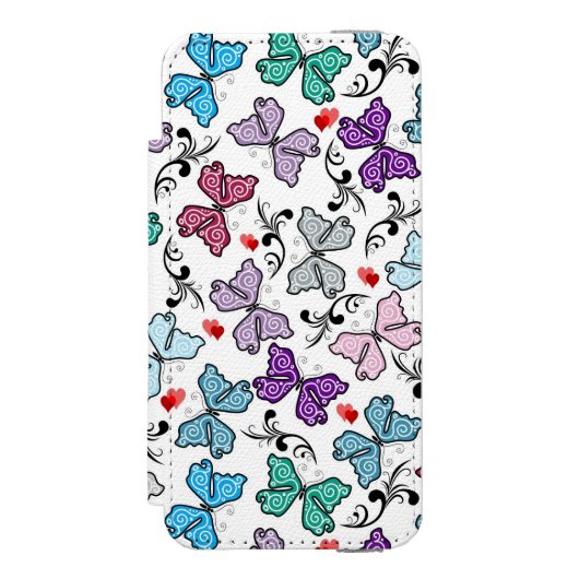 Floral Valentijn Pattern Incipio iPhone Portemonnee Hoesje (Voorkant Agenda)