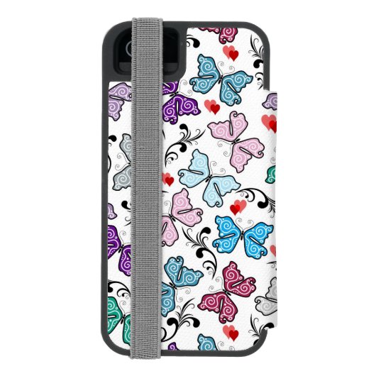 Floral Valentijn Pattern Incipio iPhone Portemonnee Hoesje (Agenda Achterkant)