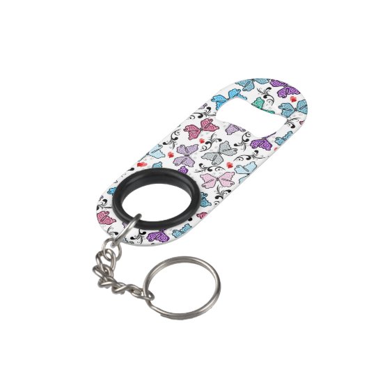 Floral Valentijn Pattern Sleutelhanger Flessenopener (Achterkant Gekanteld)