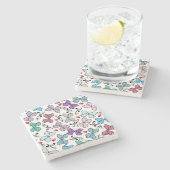 Floral Valentijn Pattern Stenen Onderzetter (Zijkant)