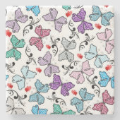 Floral Valentijn Pattern Stenen Onderzetter (Voorkant)