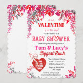 Floral Valentijnsdag Baby shower Uitnodiging (Voorkant / Achterkant)