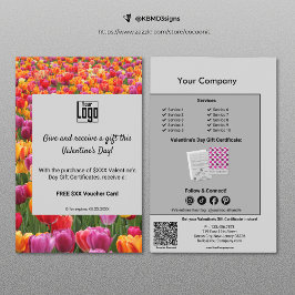 Floral Valentijnsdag Cadeaubon Promotie Flyer