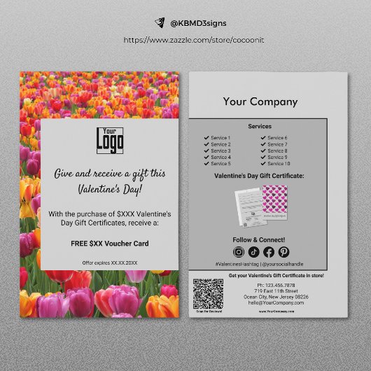 Floral Valentijnsdag Cadeaubon Promotie Flyer