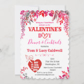 Floral Valentijnsdag Dinner Invitation Kaart (Voorkant)