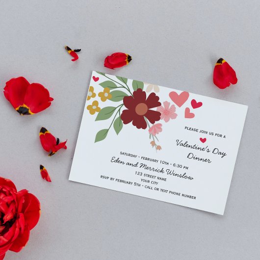 Floral Valentijnsdag Invitation Kaart
